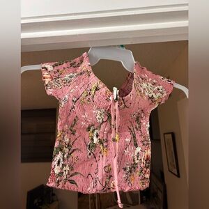 Ten Sixty Sherman Pink Floral Smocked Top